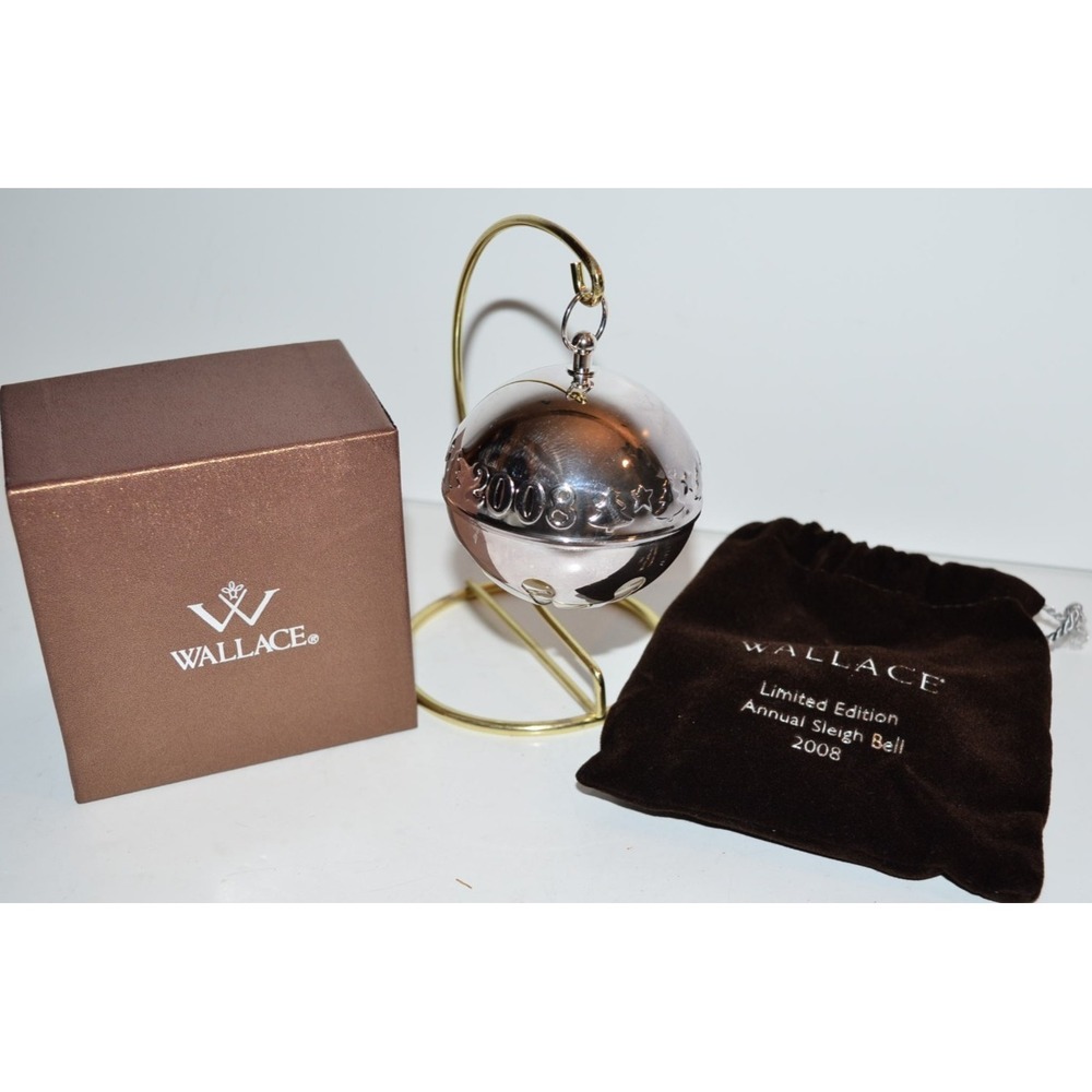 Wallace 2008 Silverplate Sleigh Bell Christmas Ornament in box